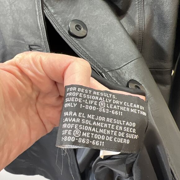 Worthington Womens Leather Jacket Se L Black Minimalist Capsule Wardrobe Classic - Picture 5 of 10